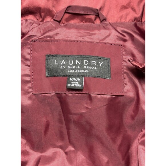 Laundry by Shelli Segal Parka Coat Jacket Burgundy Medium Hooded Quilted - Picture 6 of 16